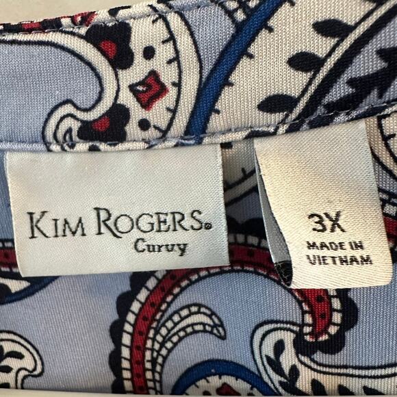 Kim Roger's Women's Curvy Blouse Paisley Whimsical Blues Size 3x - Picture 4 of 8